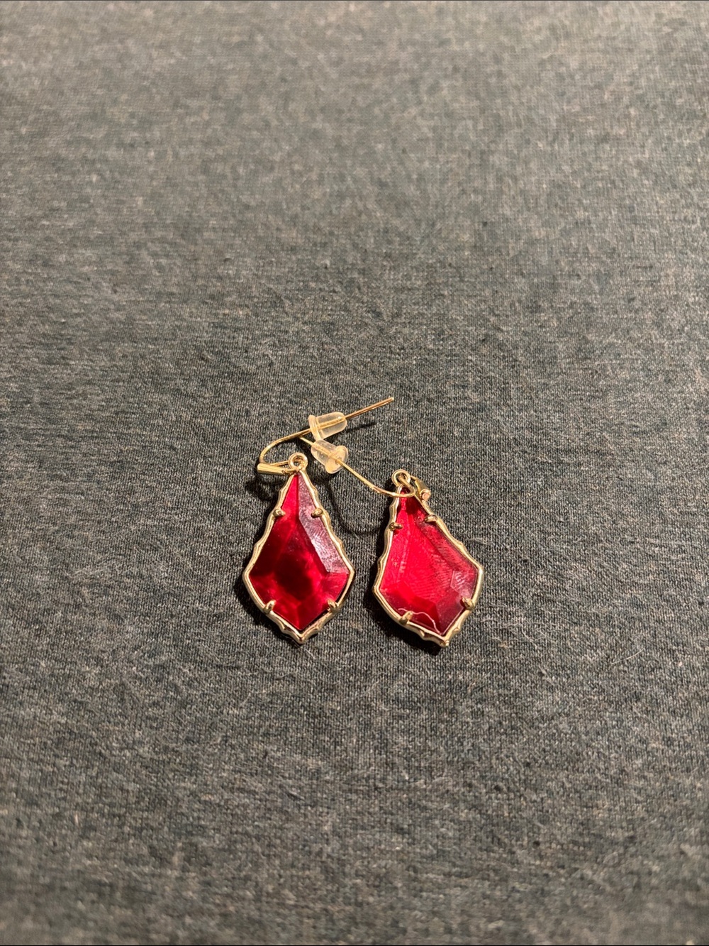 Kendra Scott Gold-Trim Ruby Red Pendant Drop Earrings